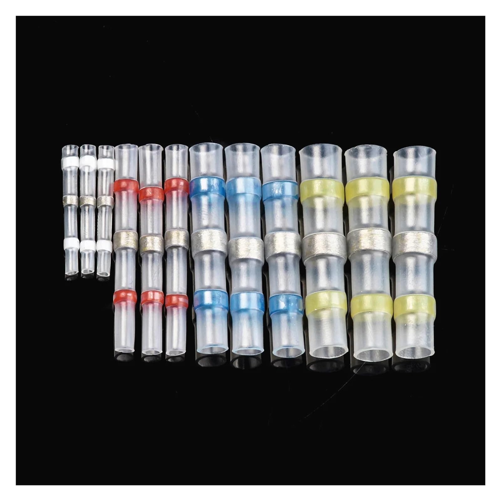 1000/100PCS Conectores de empalme termorretráctiles impermeables, terminales de soldadura de cobre estañado, manguito termorretráctil for empalme(Red,1000PCS)