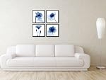 Pyradecor Black Framed Blue Flickering Flower Modern Abstract Paintings Canvas Wall Art Grace Floral Pictures on Canvas Prints 4 Panels Artwork for Bedroom Office Home Decorations AH4073-3030BF