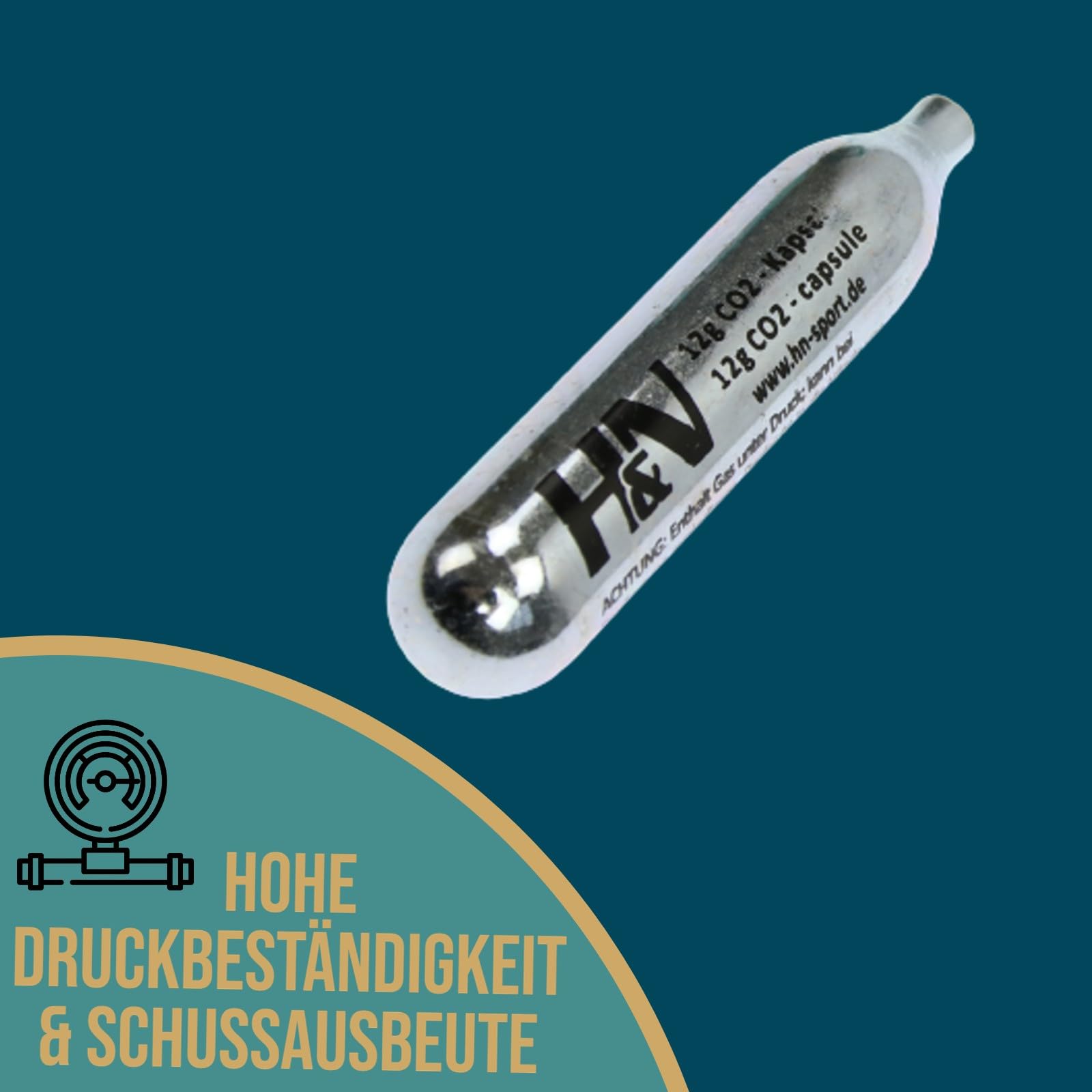 H&N CO2 Kapseln 12g – 100 Stück – Für Softair, Paintball, Luftgewehr & Luftpistole – Einwegkartuschen für gleichmäßige Leistung & hohe Präzision