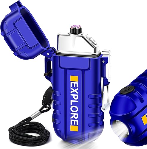 LcFun Encendedores eléctricos USB C recargable de arco de plasma encendedor a prueba de viento sin llama con linterna, regalo para Navidad, Año Nuevo