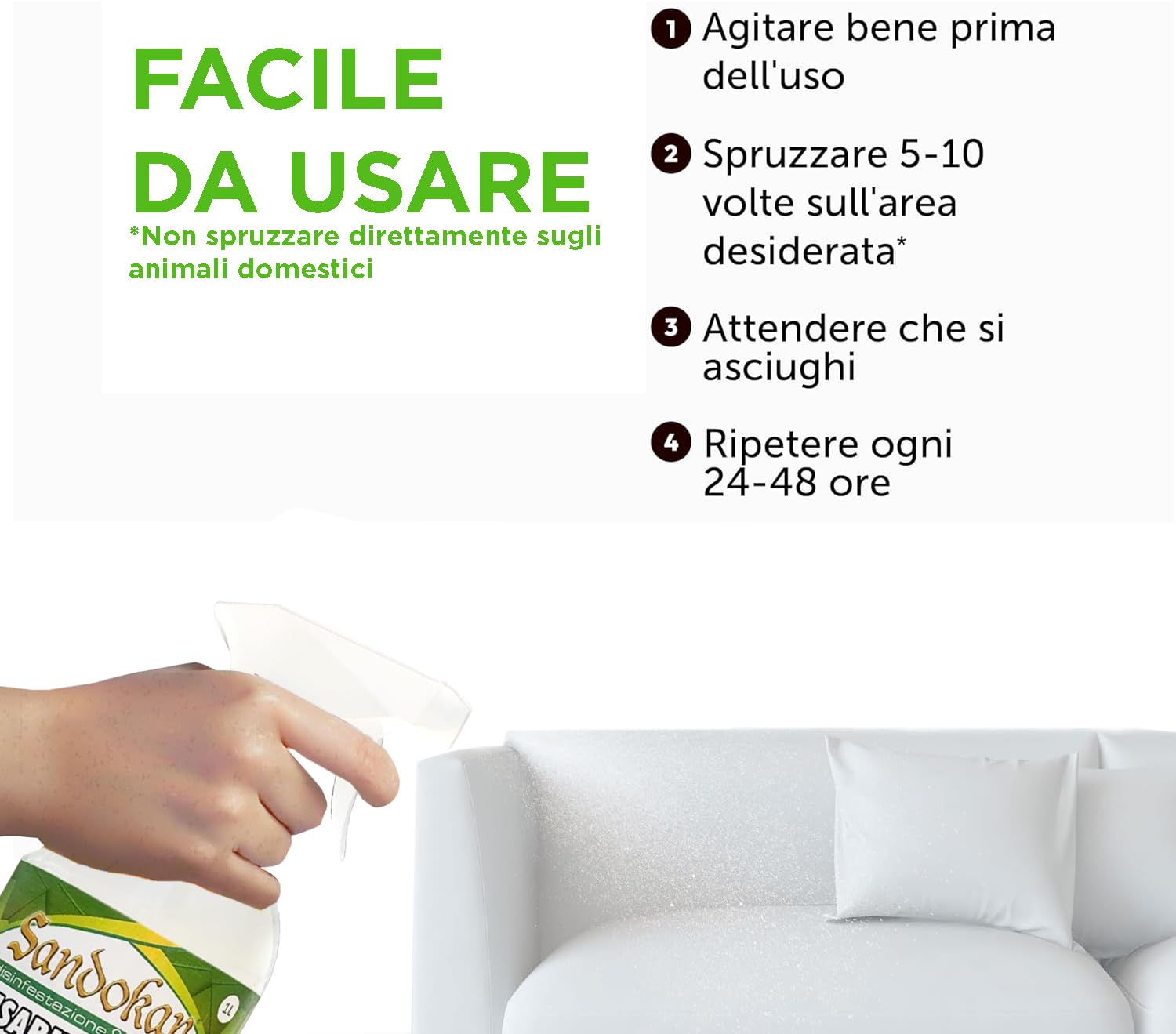 Sandokan, Disabituante Cani e Gatti Spray 1L, Repellente per Gatti e Cani Educativo No Gas, Dissuasore per Gatti e Cani Liquido per Esterno e Interno, Non Tossico, Sicuro Per Animali, Made in Italy