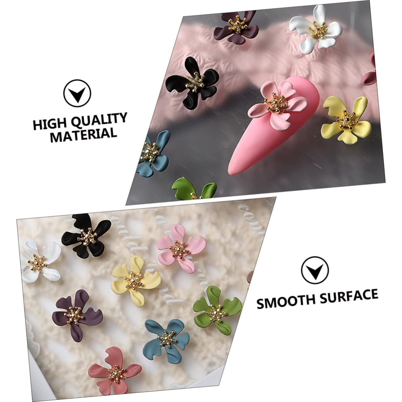 Beaupretty Nail Art Studs 9pcs Flower Nail Charms Iridescent Decals for Elegant Manicure Random