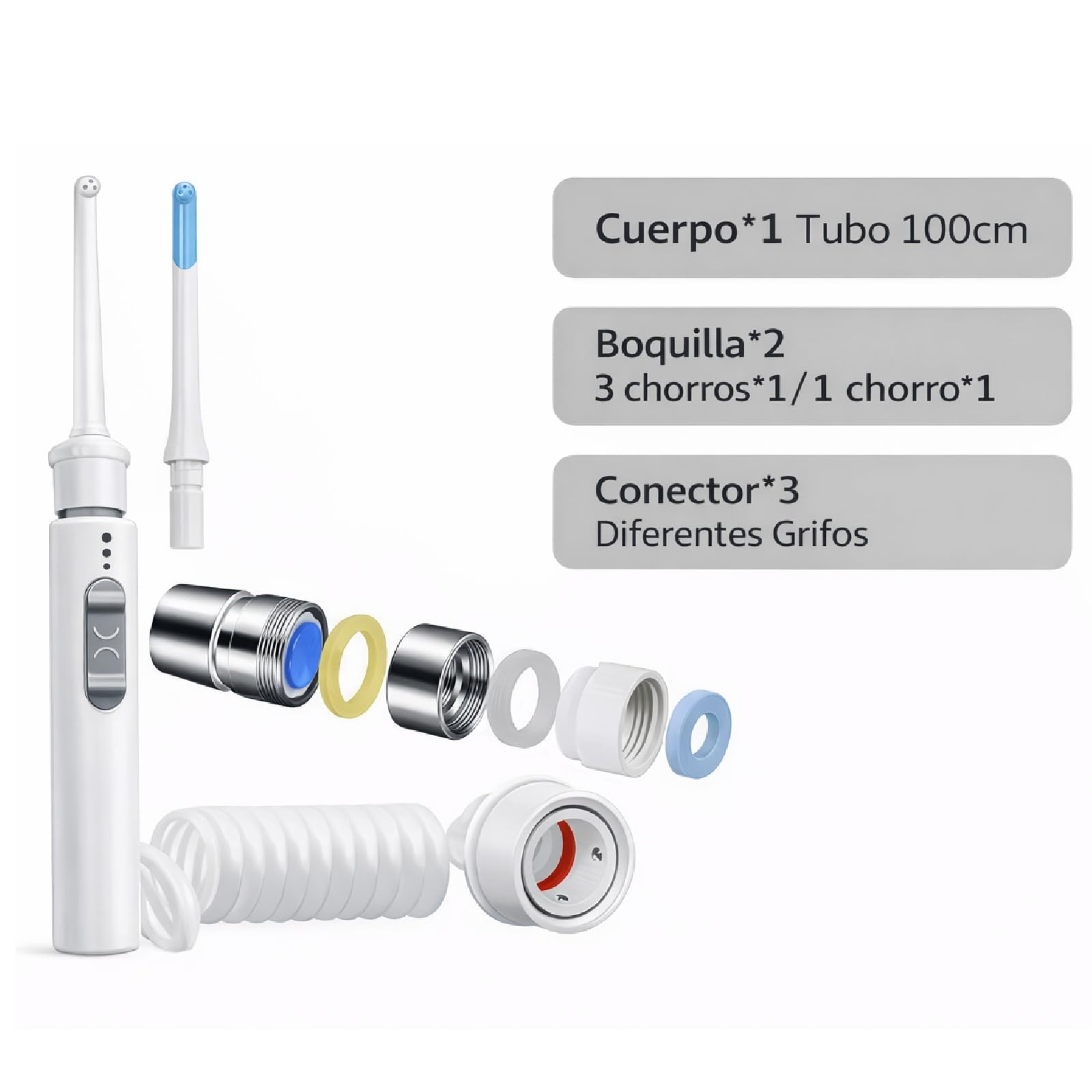 Limpiador de Dientes con Agua a Presión, Irrigador Dental Portátil | Conectado al grifo, sin electricidad ni baterías. Limpieza profunda de dientes y encías para casa y viaje.