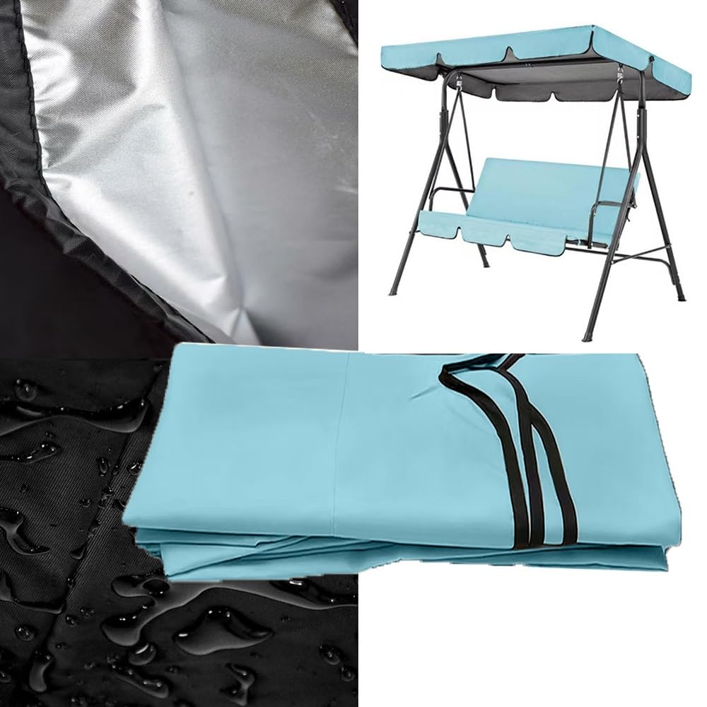 Altalena Hollywood Tenda di Ricambio 160cm 190cm Copertura di Ricambio per Baldacchino da Dondolo, Telo di Ricambio per Altalena da Giardino(Sky Blue,195x125 CM (77x49 in))