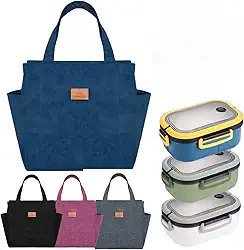 Kit Pote Marmita 1,2L e Bolsa Térmica Grande para Trabalho Academia Curso Lancheira (PRETO)