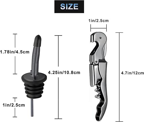 Miniatura 5 de WAFJAMF Juego profesional de sacacorchos de vino y vertedor de botellas de licor con cortador de papel de aluminio y removedor de tapas, llave de