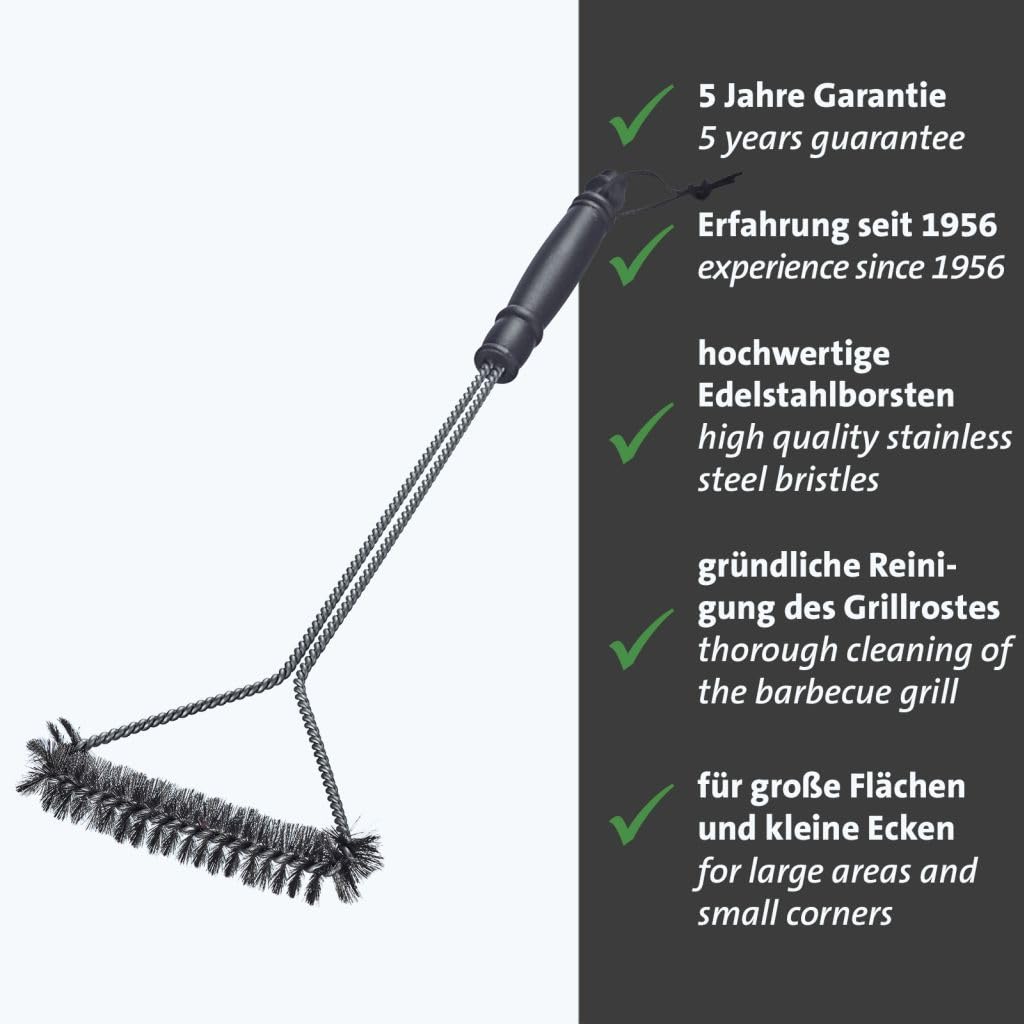 Westmark Szczotka do grilla 46 cm – długi uchwyt, idealna do czyszczenia grilla, zarówno żeliwnego, jak i ze stali nierdzewnej, z praktyczną skórzaną pętelką – stal nierdzewna, PP