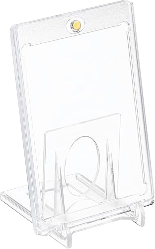 PATIKIL Tarjetero magnético con soporte, 1 juego de 35 PT de plástico duro transparente, protector impermeable para almacenamiento de tarjetas