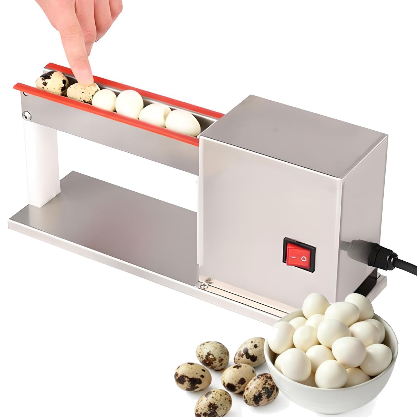 Automatyczna obieraczka do jajek przepiórczych, urządzenie do łuskania niskiego pękania 28 W z rurkami spożywczymi do restauracji i gastronomii, 25 kg/h
