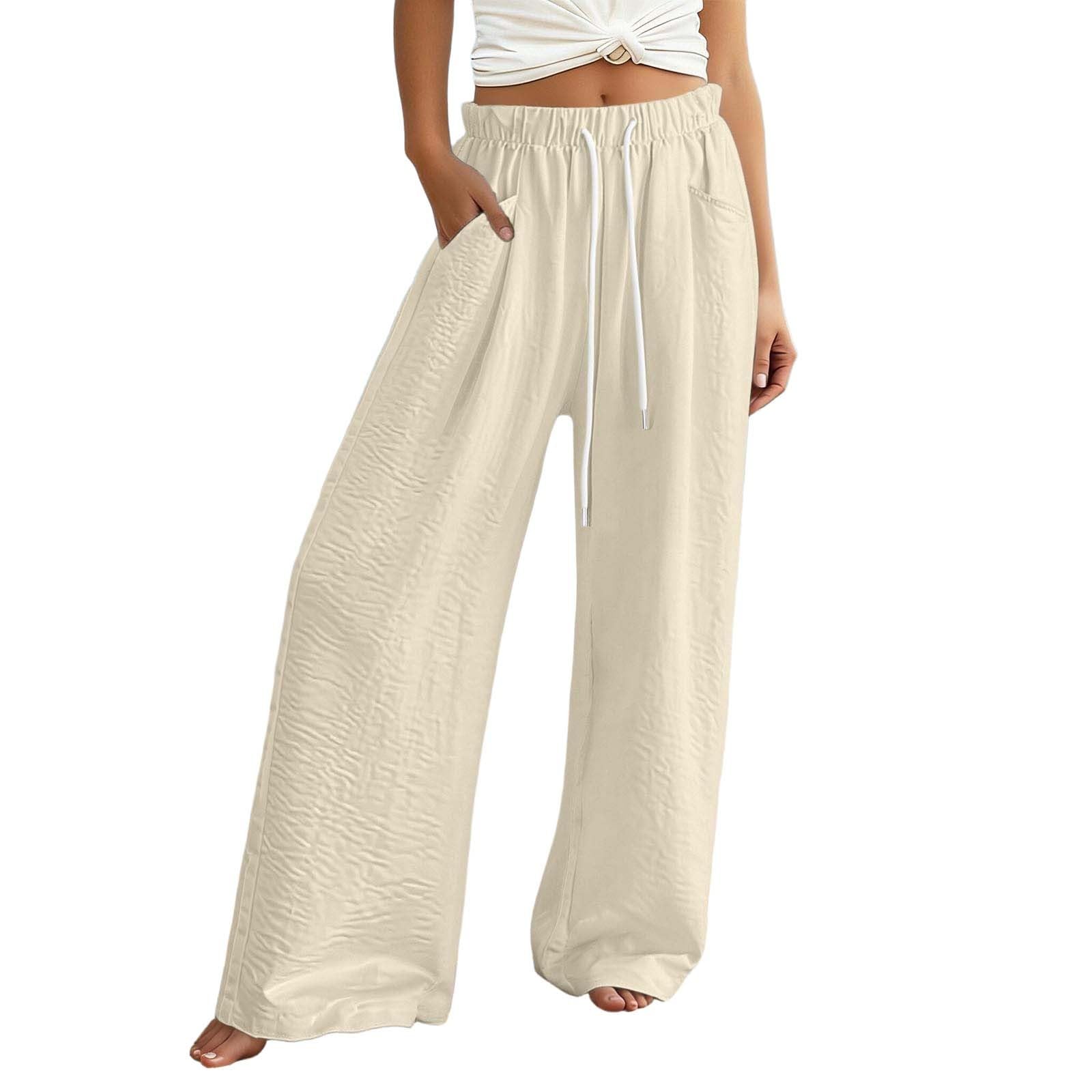 Pantalon d'été décontracté taille haute fluide effet minceur - 5