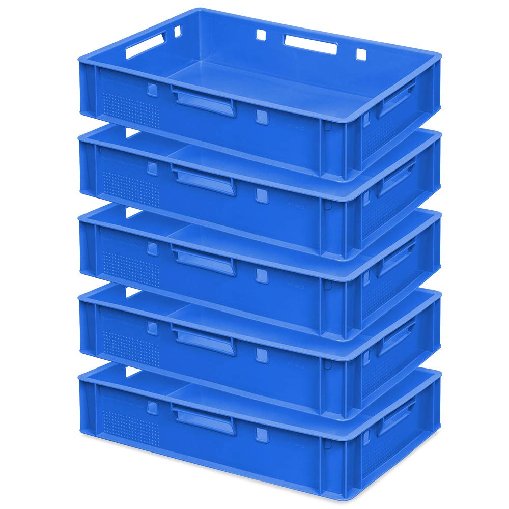 Lot de 5 bacs à viande E1, L x l x H 600 x 400 x 125 mm, bleu