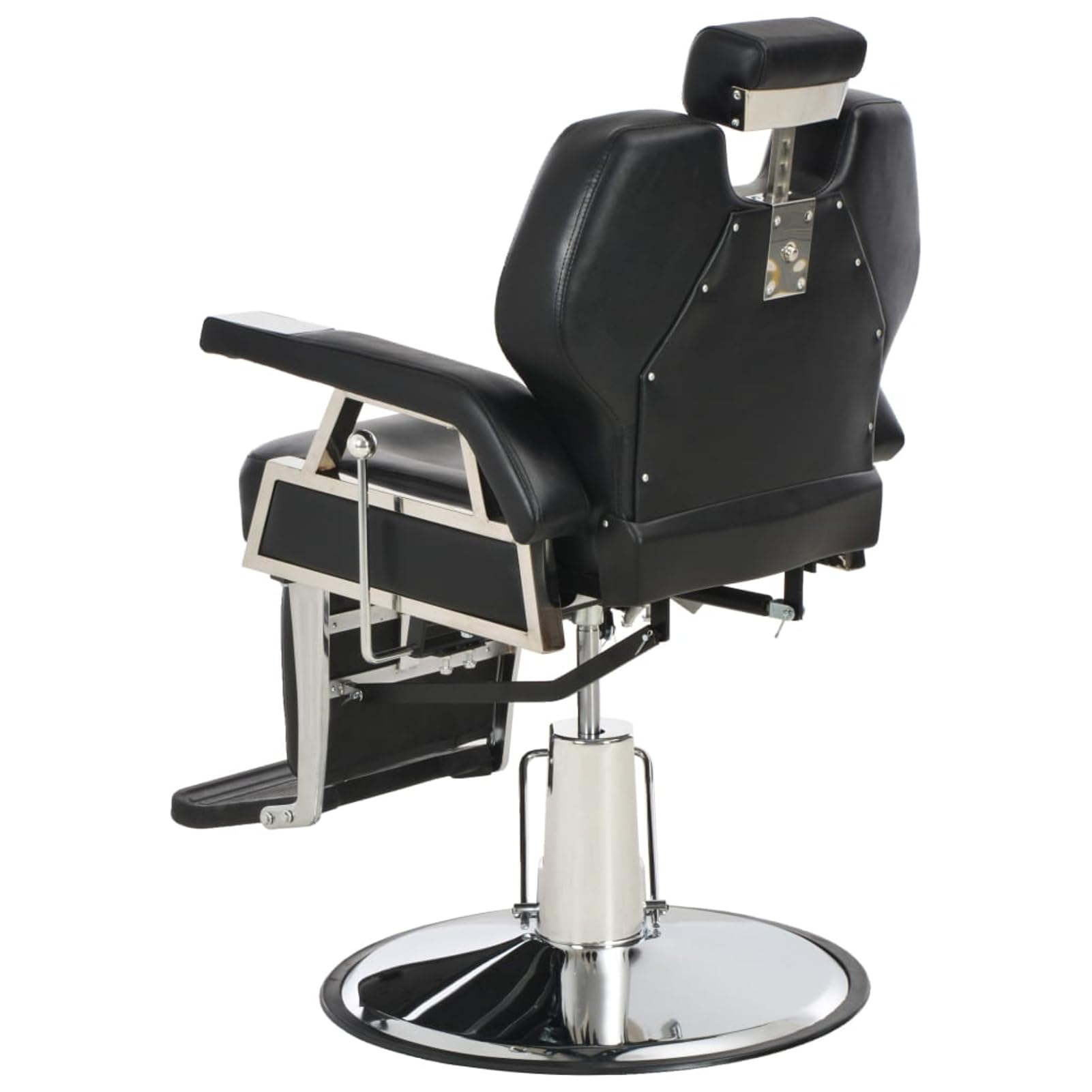Friseurstuhl Schwarz Metall Kunstleder 360° Drehbar - für Salons und Spas Model110167