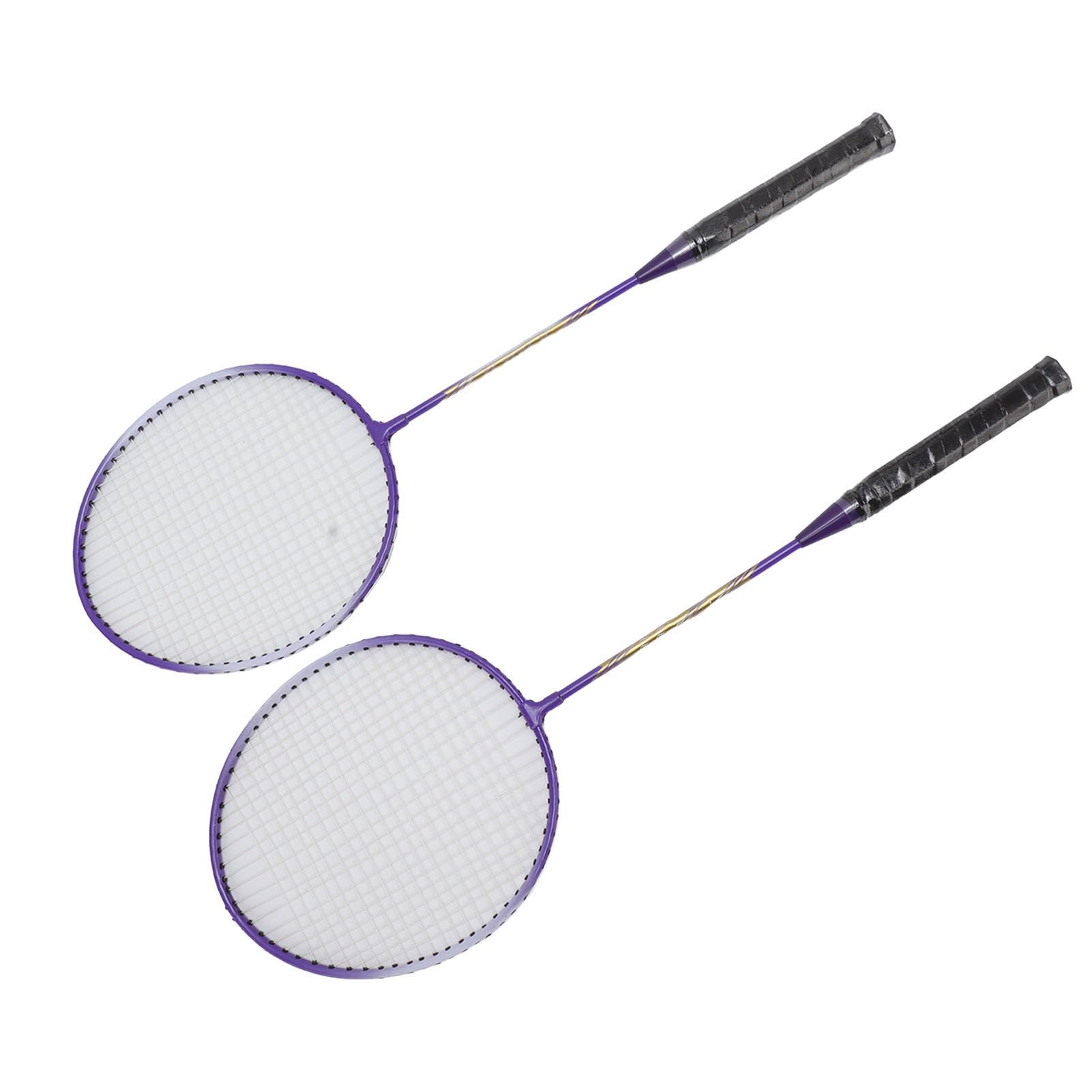 Racchetta da Badminton, Racchette da Badminton con Custodia 2 Pezzi 25,4 Pollici Manico Antiscivolo in Lega di Ferro Viola Racchette da Badminton Set per Studenti Principianti