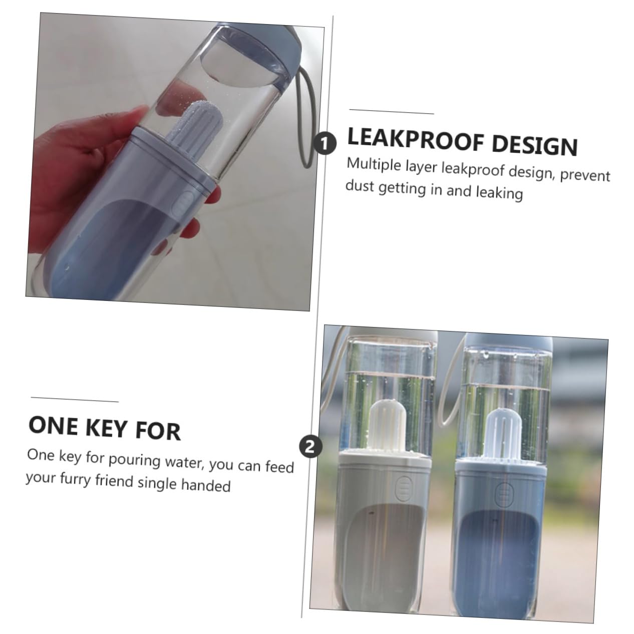 Happyyami Borraccia Portatile per Cani e Gatti 330ml, Design a U, di Perdite, Uso Sola Mano, per Uscire