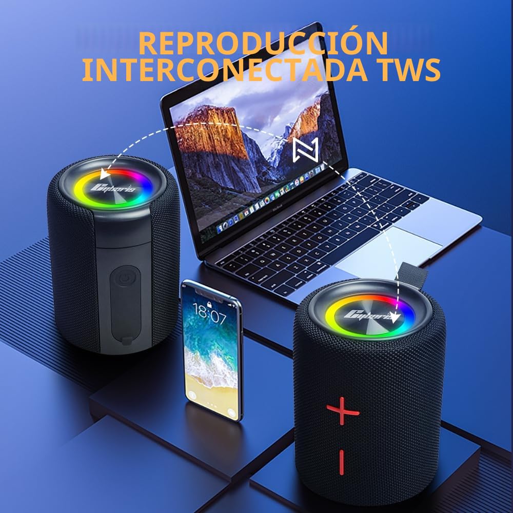 CYBORIS Altavoz Bluetooth Dual Portátil Divisible 2 en 1 de 40W, Altavoz Inalámbrico Divisible Resistente al Agua V5.3 con Graves Profundos y Sonido Estéreo Potente, 24H de Reproducción