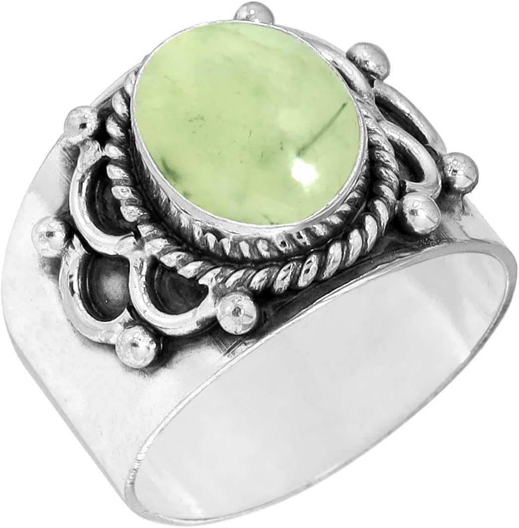 JEWELOPORIUM Natural Gemstone Ring For Women Turquoise, Carnelian, Amethyst, Rose Quartz Oval Boho 925 Sterling Silver Overlay Handmade Jewelry