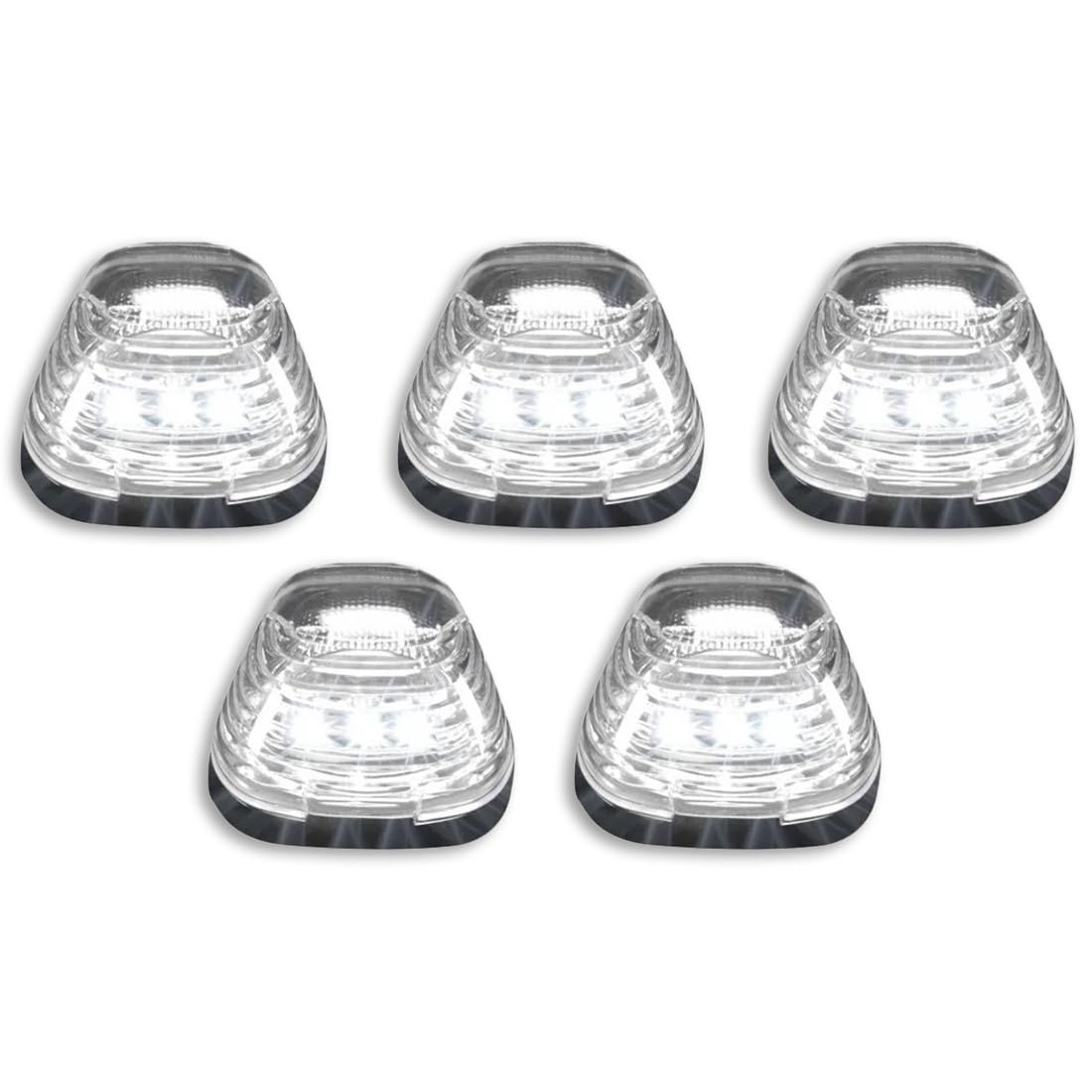 RECON - Fits 1999-2016 Super Duty (F250, F350, F450, F550) 5-Piece Cab Roof Light Kit High Power Strobe LED White & Amber & Running Lights Smoked or Clear Lens (CLEAR LENS)