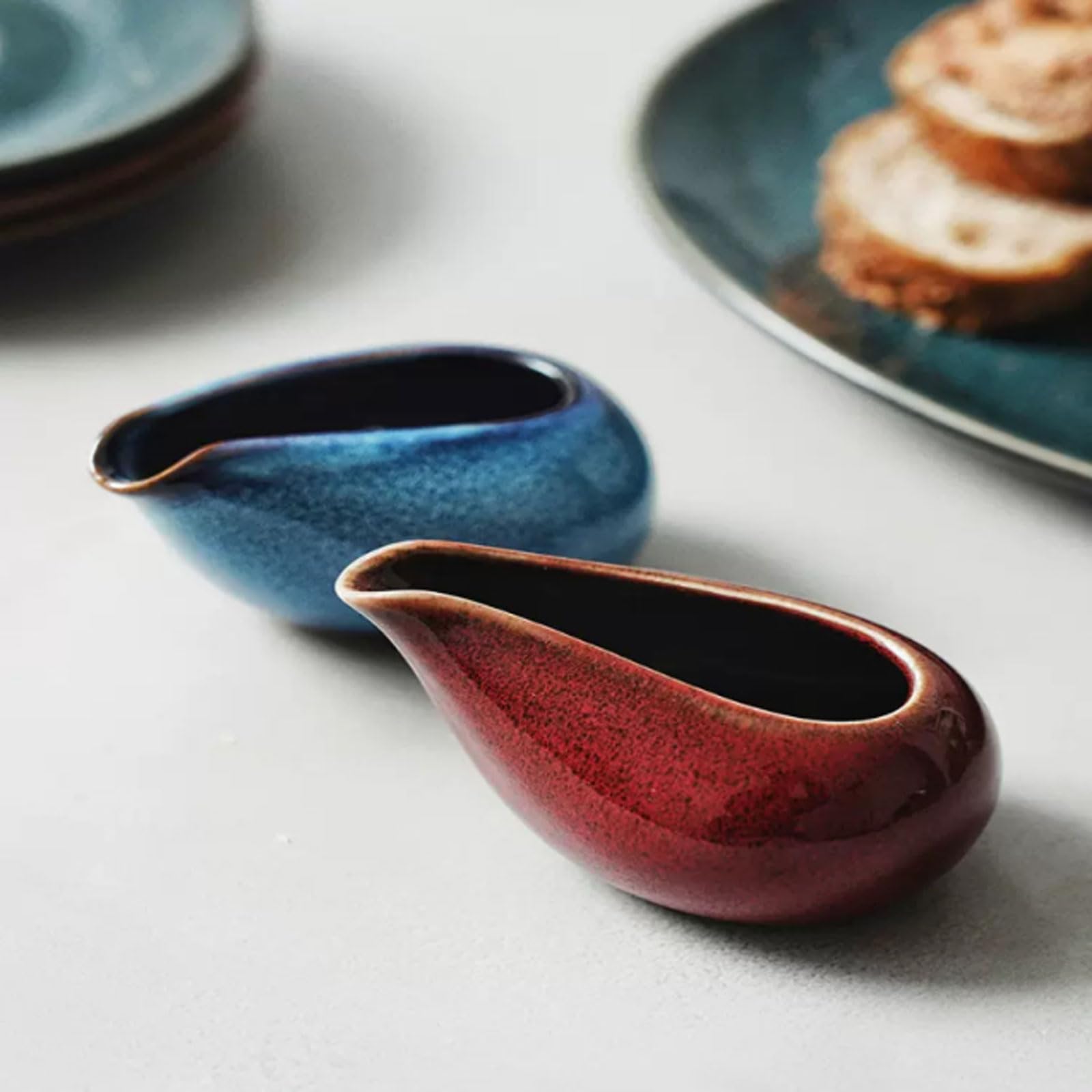 Pot à lait, saucière, verre à eau, pichet, crémier, distributeur de café, sucrier, ensemble de 2 pièces en céramique transformée au four, motif goutte, émail unique, bec verseur anti-goutte artis