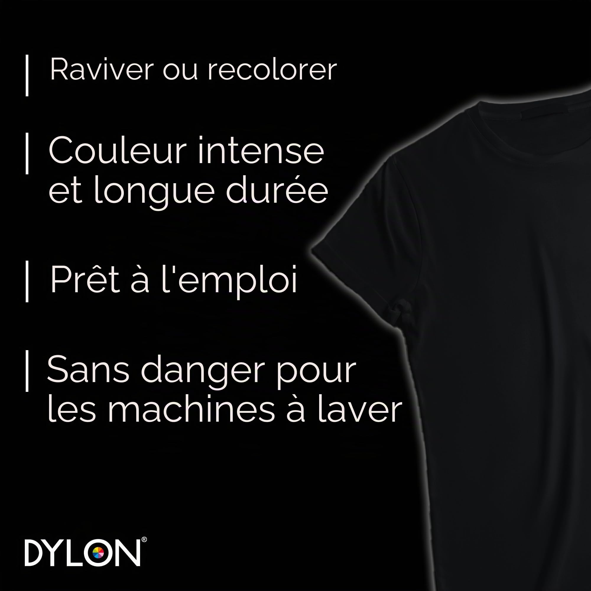 Dylon Lot de 3 capsules de teinture pour machine Noir intense 350 g