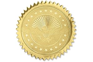 American Eagle Embossed Gold Foil Certificate Seals, 2 Inch, Self Adhesive, Pack of 102
