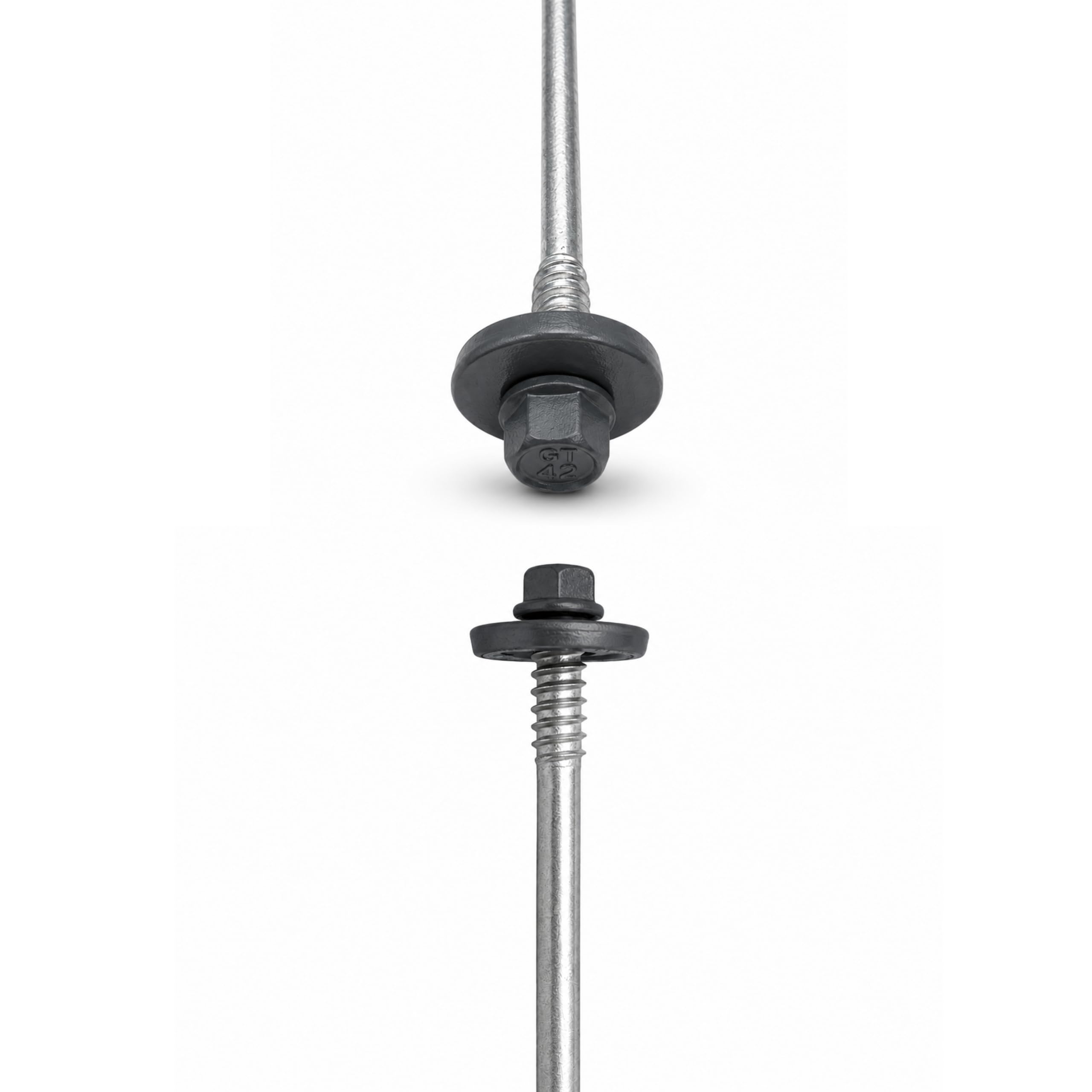 ETANCO GTR 12 SP A19 Tornillo de doble rosca autoperforante para paneles sándwich sobre acero RAL 7016 antracita EPDM arandela ETA CE SW8, 100 unidades (5,5/6,3 x 190 mm)