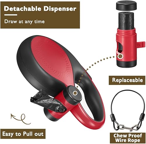 Miniatura 3 de Correa retráctil para perro con cable a prueba de mordidas, correa duradera de 26 pies para perros grandes y medianos de hasta 110 libras, 360