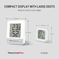 ThermoPro TP49-2 Digitális Hőmérő és Páratartalom Mérő Szett, 2 db Fehér, Otthoni és Irodai Klíma Figyelő, Mosolygó Ikon Jelzéssel, Mágneses 2