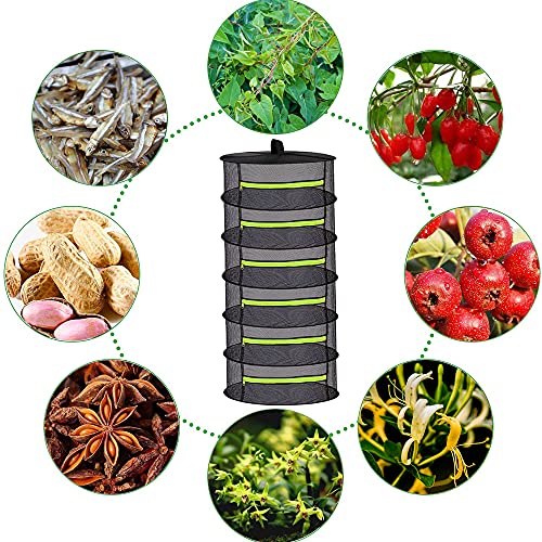 Yorsvueghe 2Ft 6 Layer Mesh Hanging Herb Drying Rack W/Green Zipper And Scissor For Drying Petal Plants #TOP4