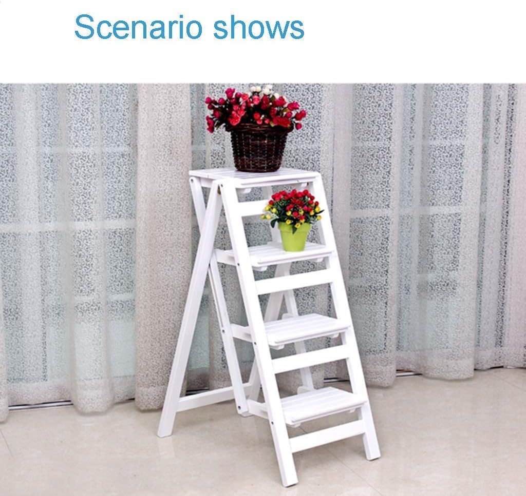 Folding Portable Ladder Step Stool Strong and Durable Four-Step Ladder Solid Wood Stool Step Wooden High Stool Change Shoe Bench Bathroom Stool Fashion Stairway Chair Max Load 150K