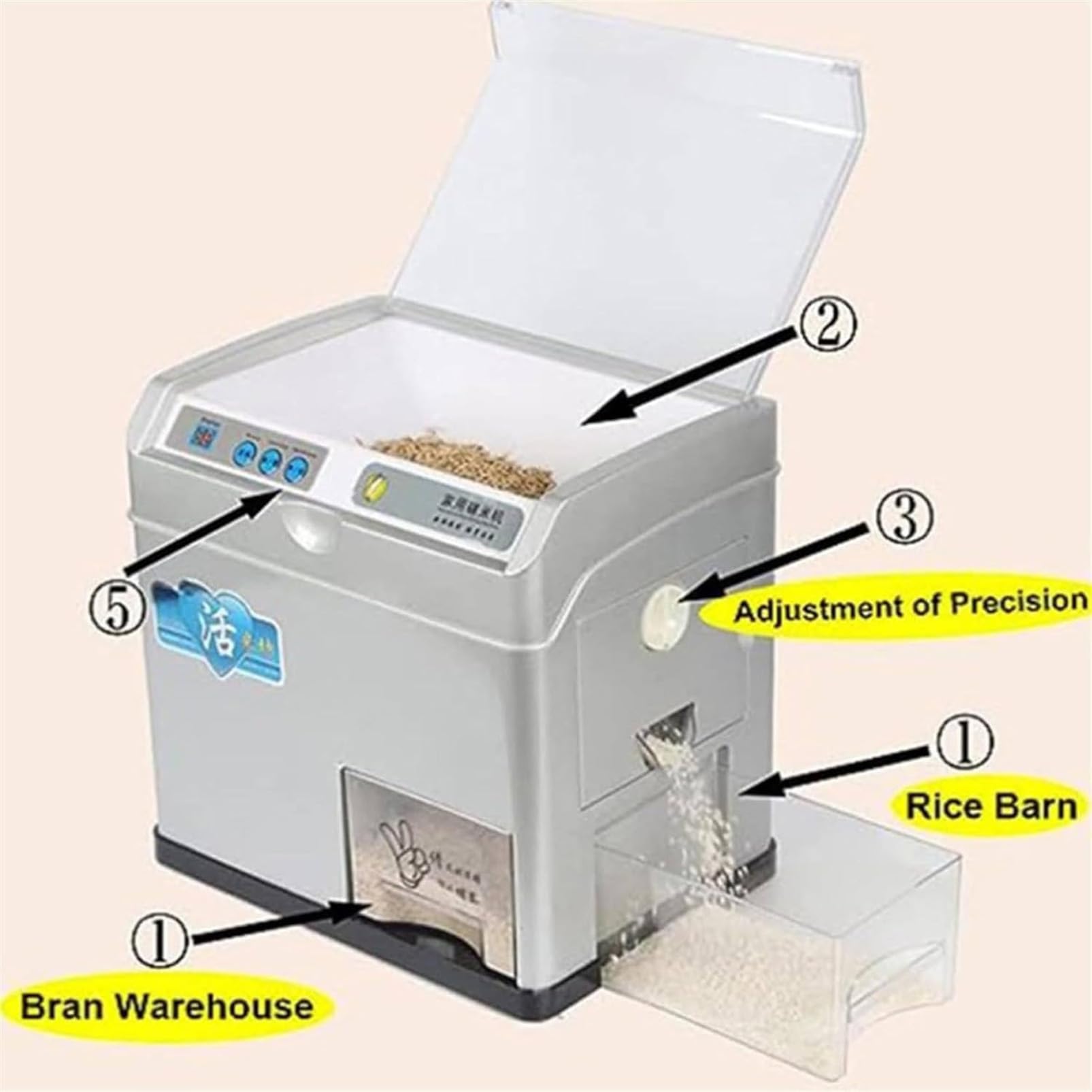 Macchina elettrica per la sbucciatura del Riso, separatore Automatico per la sgusciatura della crusca di Riso, 30 kg/h di Cereali di Grano, per Riso Integrale Chiaro, Riso in Germe, Riso brillato ch