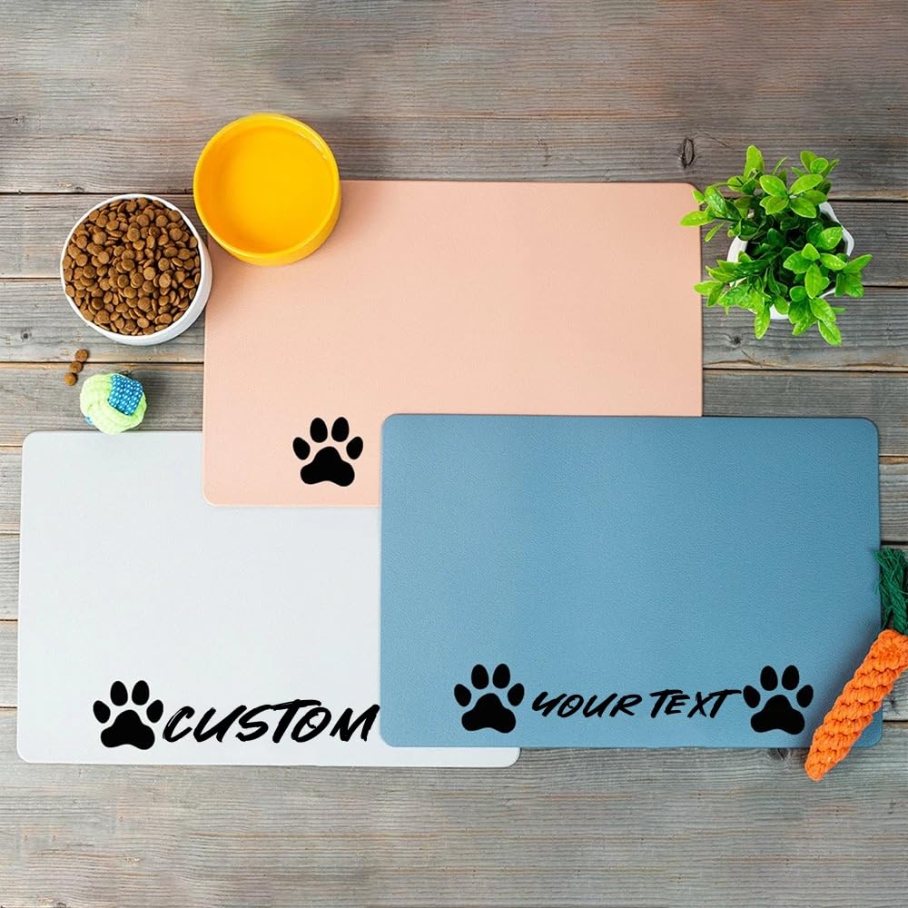 Customized Pet Bowl Placemat, Personalized Name Pet Food Mat, Waterproof Mat For Cleaning And Feeding, Multiple Colors