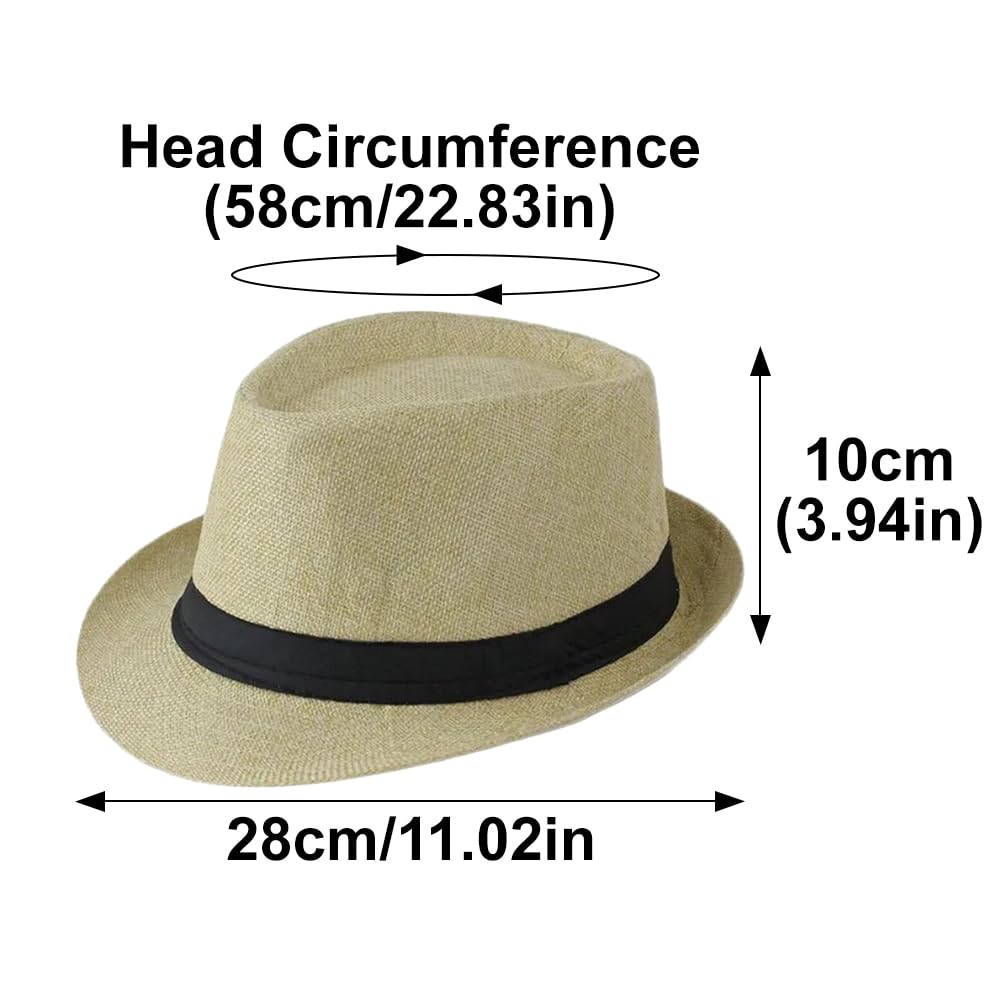 Sombreros Panamá de ala Corta, Sombreros Fedora Unisex para la Playa, Ideales para Fiestas, Disfraces y Bodas.