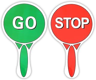 Handheld Stop and Go Sign - Double Sided Traffic Light for Kids, School Crossing Guard Equipment with Handle, 9.84x5.91Inches