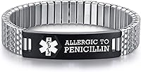 Vista 27 de Pulseras médicas de alerta ajustables AOAMID para hombres, pulseras de acero inoxidable para mujeres con grabado gratis