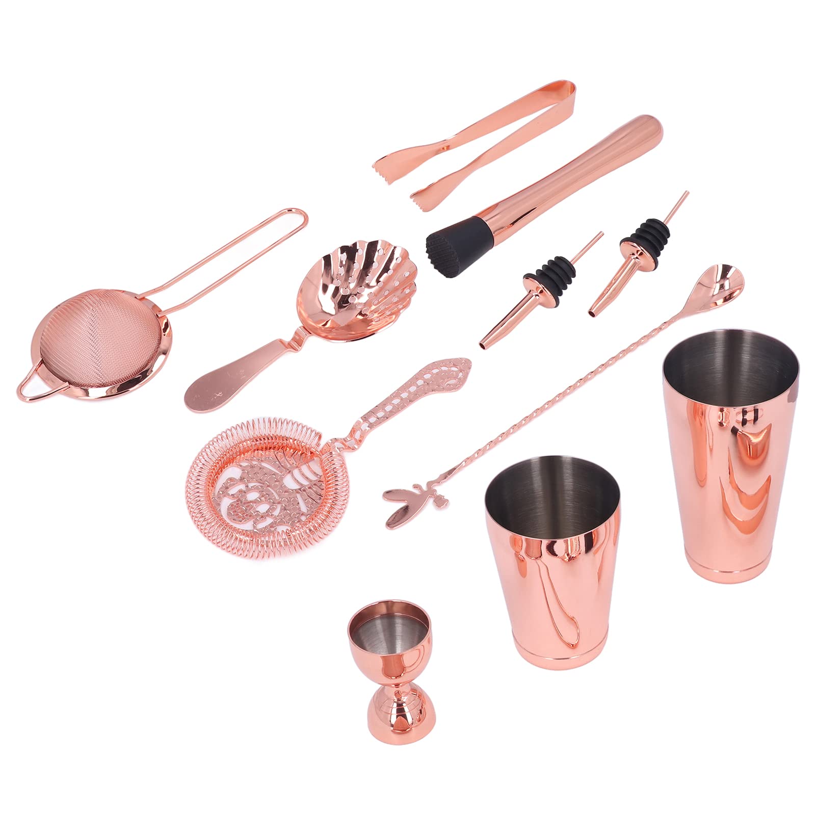 Conjunto de coctelera de cóctel de 11 piezas, kit de cóctel de acero inoxidable, conjunto de bar, mezclador de bebidas con accesorios esenciales, coctelera, Jigger, colador,