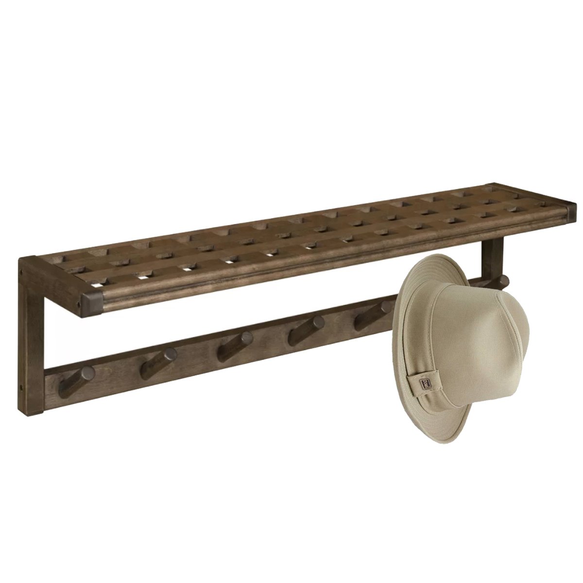 New Ridge 32 x 8 Solid Birch Wood Peg Coat Rack Wall Mounted With Shelf Storage Hanging Rail Board