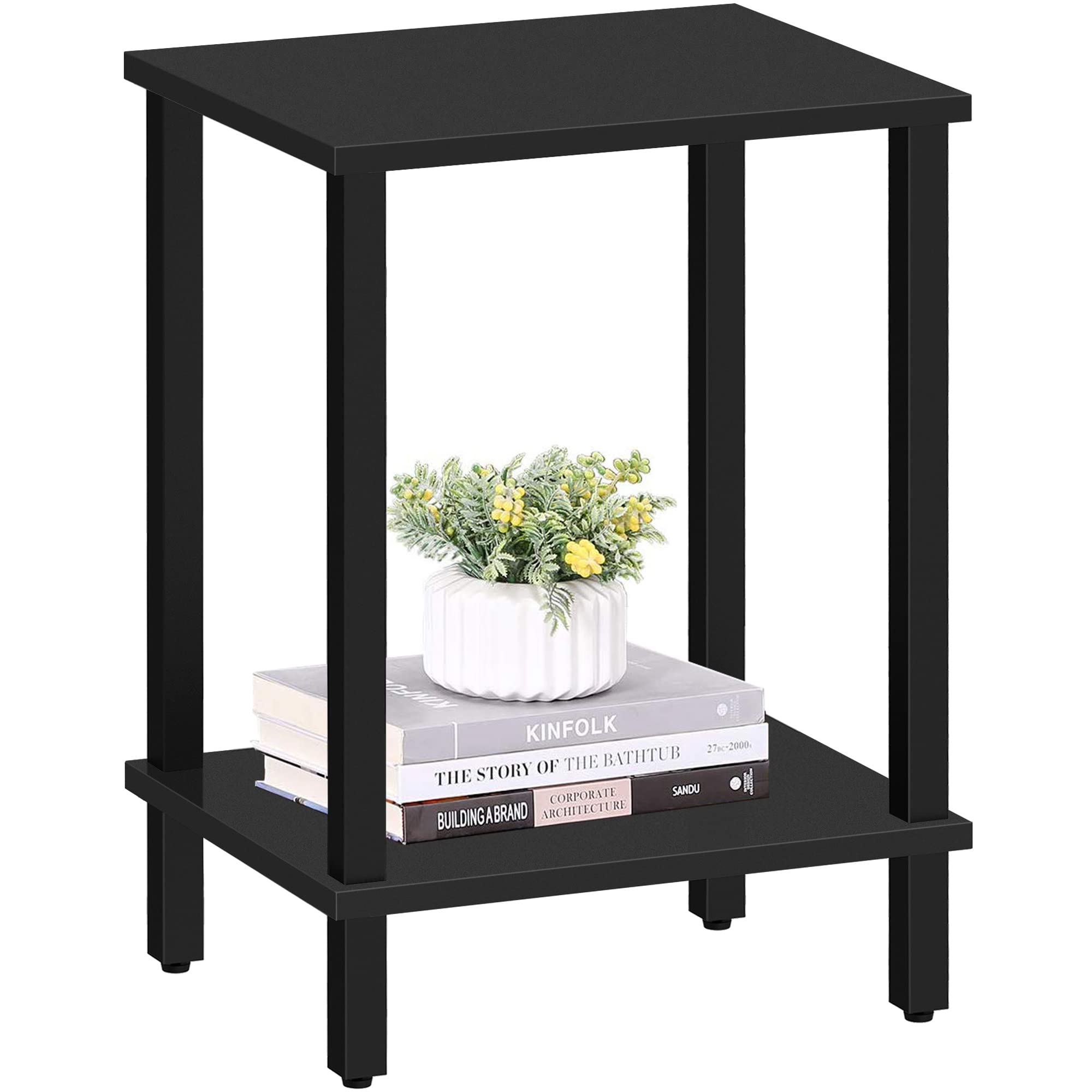 TUTOTAK End Table, Side Table, Nightstand, 2-Tier Storage Shelf, Sofa Side Table for Small Space, Living Room, Bed Room Black TB01BK034
