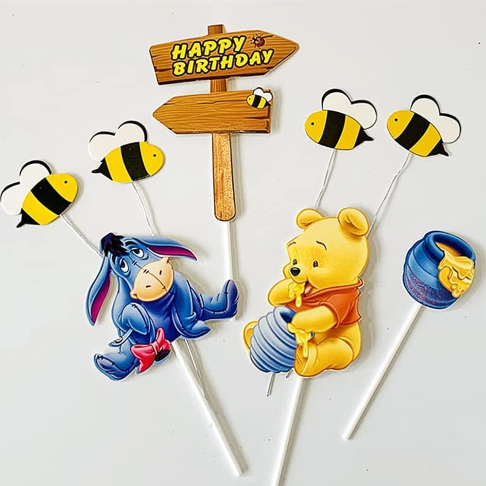 12 Emballages Cupcakes + Décorations Winnie L'Ourson - Kit Anniversaire Winnie The Pooh Pour Gâteau Et Cupcakes