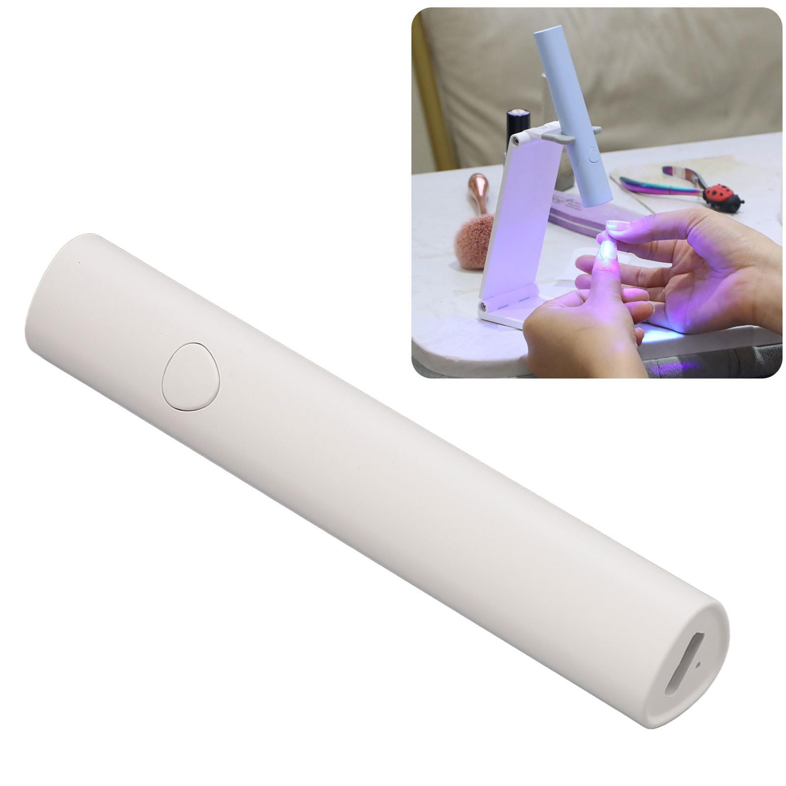 Handheld Gel Nail Lamp with Magnifying Glass, 20s and 60s Timer, 2 Timers, Type C Charging, One Button Control, Portable USB Nail Light, Nail Dryer for Gel Nails Fast Curing