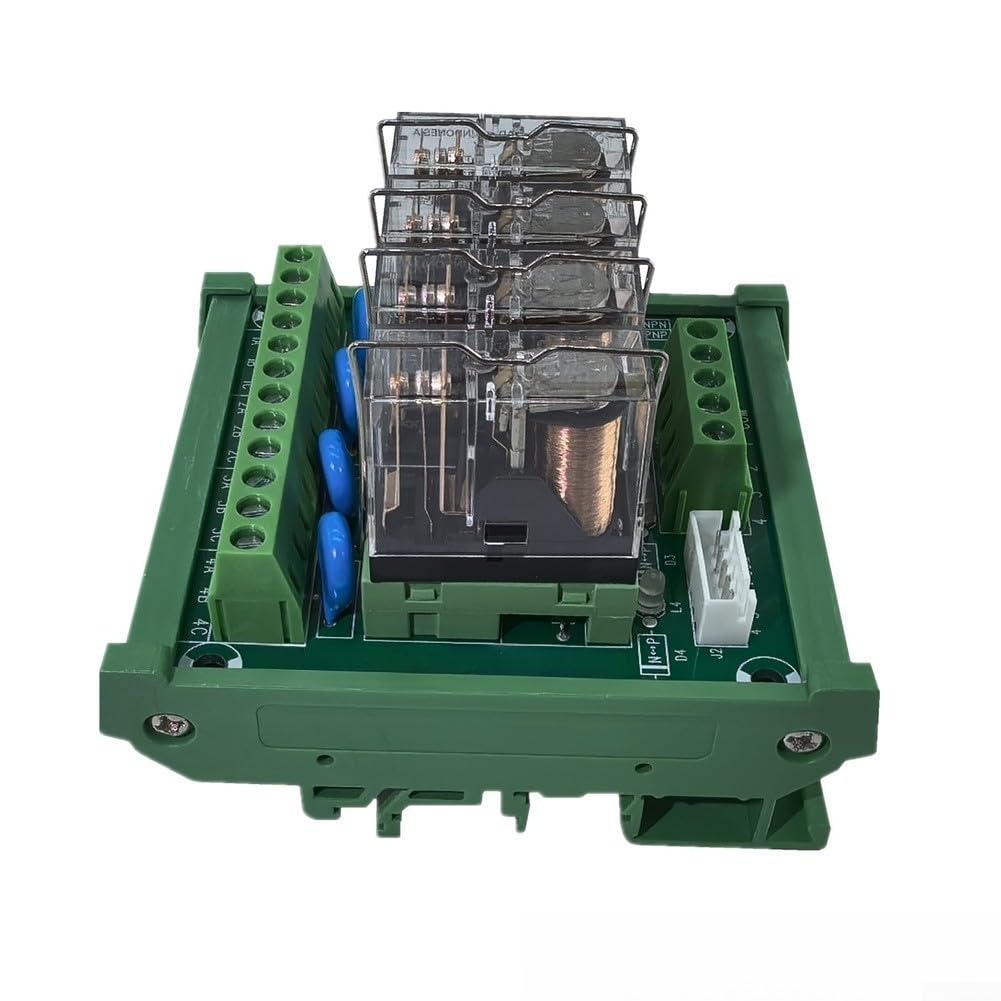 Módulo de relé de 4 canales DC12V KP-4L-24V-B, 16A NPN/PNP, con indicador LED, para carril C45 DIN, automatización industrial (NPN)