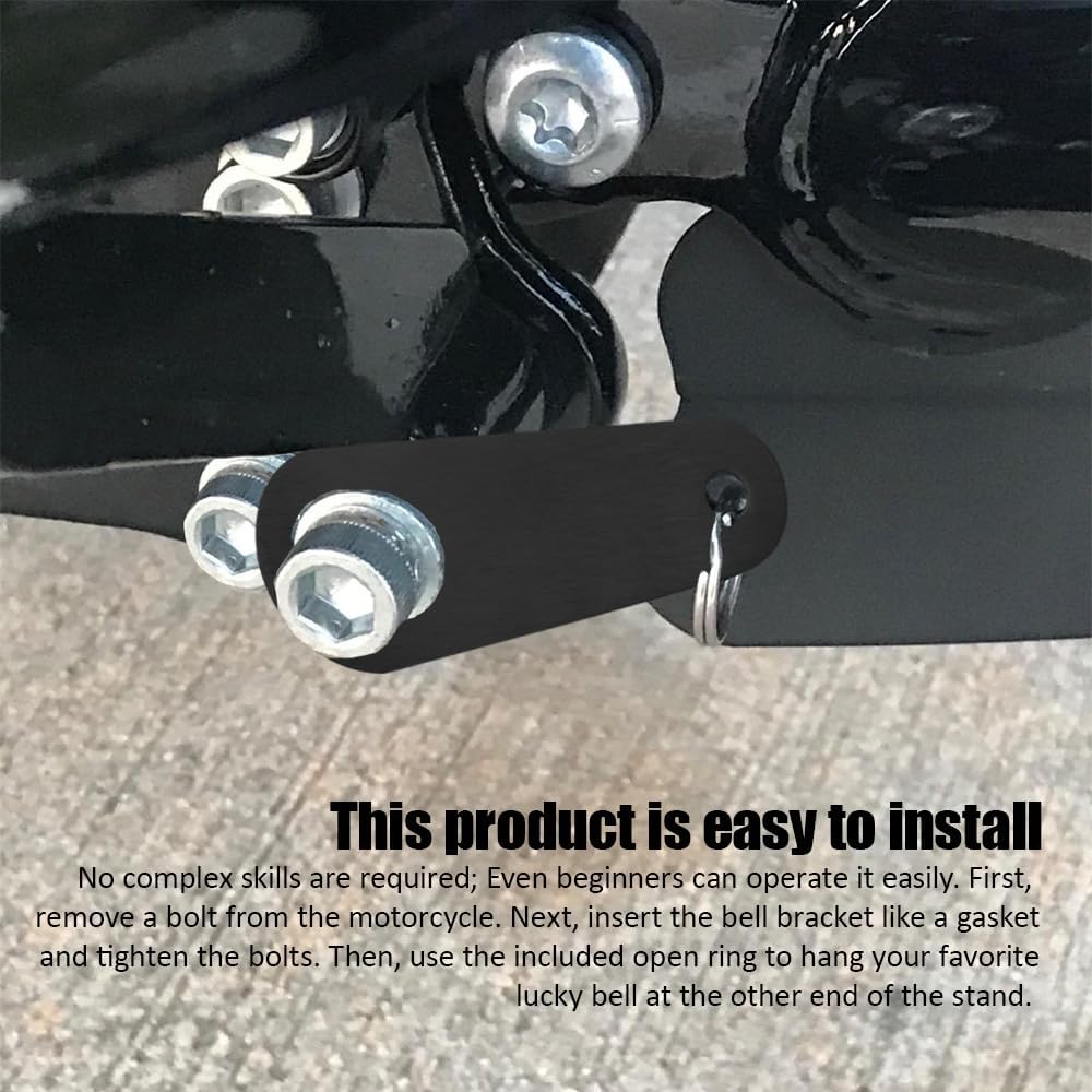 Motorcycle Bell Hangers, Motorcycle Accessories, Riding Motor Hanger with Split Ring, Biker Bell Hanger for Most Bells (Style B/Black)