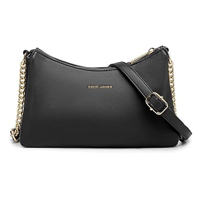 David Jones - Borsa a Tracolla Donna Molti Scomparti - Borsa a Spalla Simil Pelle PU - Borsetta Sacchetto Borsello Sera Telefono Messenger Crossbody Bag Tendenza - Nero