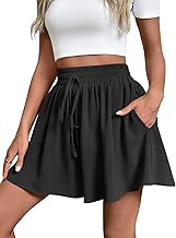 Adigaber Shorts Femme Jambes Larges Cordon avec Poche Lâches Décontracté Pantalon Court
