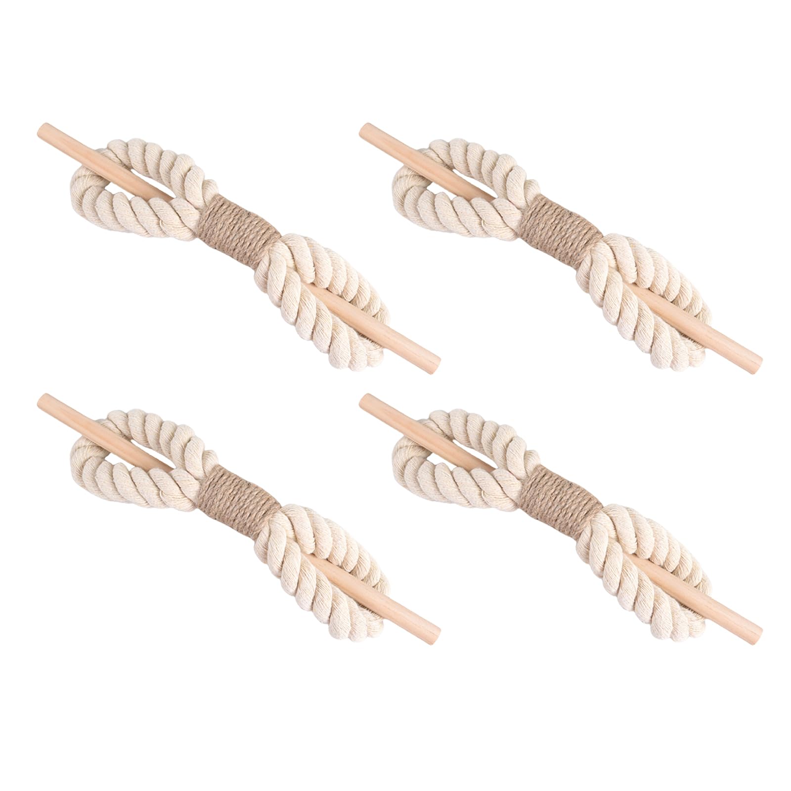 Yhplxyuus 4 Pack Cotton Linen Rope Curtain Tiebacks Rustics Drape Tie Backs Farmhouses Handwoven Drapery Holdbacks with Wood Club Curtain Fasteners