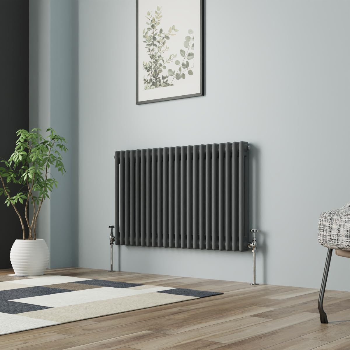 NRG Column Radiator Anthracite 600x1010mm Double Traditional Cast Iron Style Heater Interior Designer Horizontal Bathroom Radiators
