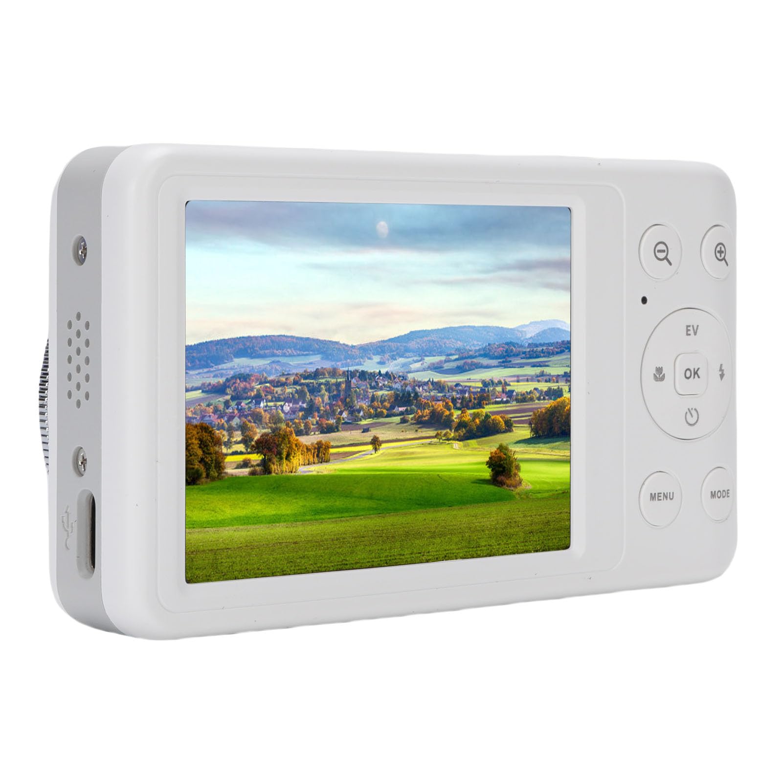Elprico Camere Digitali 4K per Fotografia, Fotocamera da Vlogging da 64 MP 1080p per YouTube, Fotocamera da Viaggio Compatta a Schermo da 3 Pollici per Adolescenti con Zoom Ottico 10x, (WHITE)