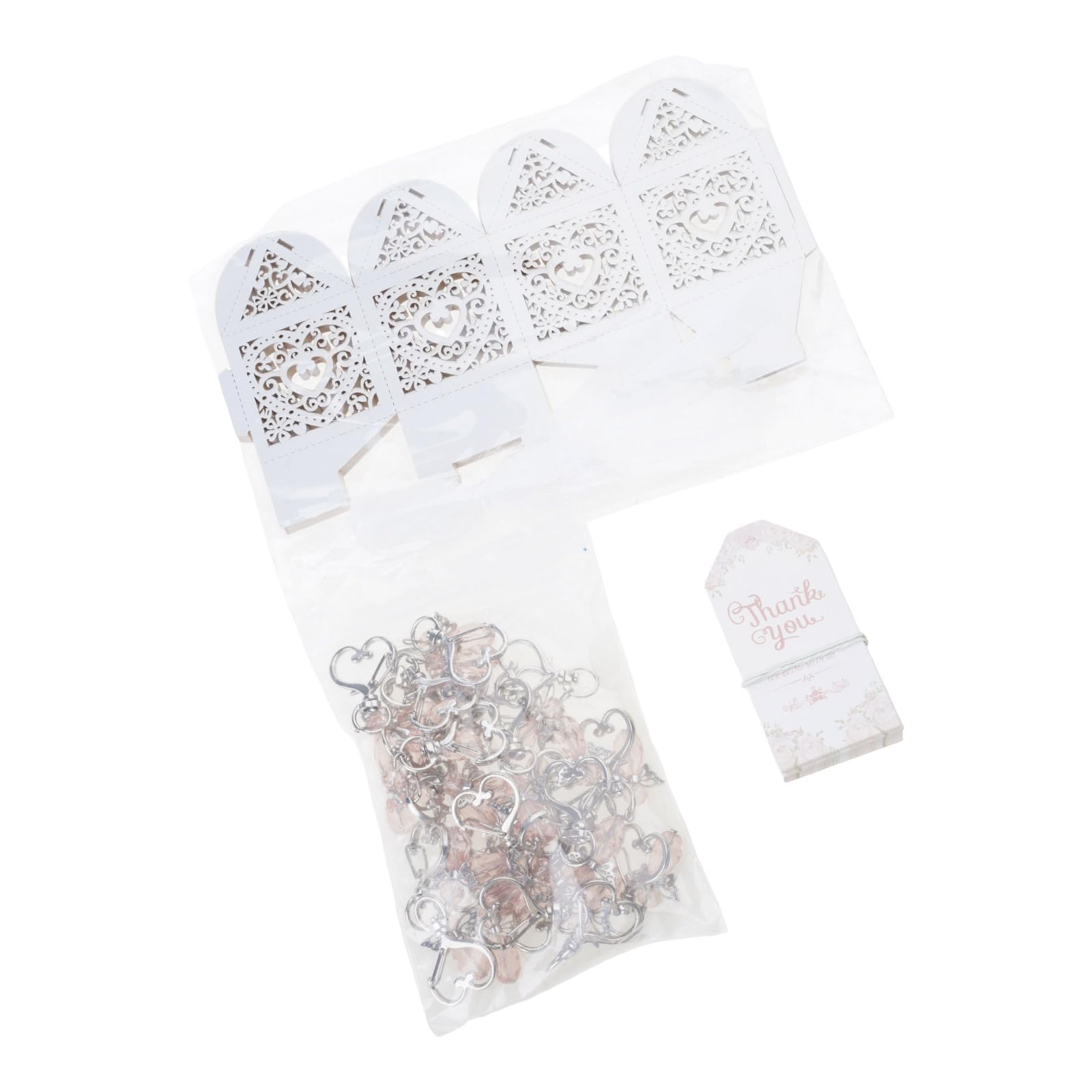 OSNIYAW 24pcs Guest Favor Set with Metal Keychains and Thank You Cards for Weddings and Parties Baptisms Party Supplies Metal Keychains