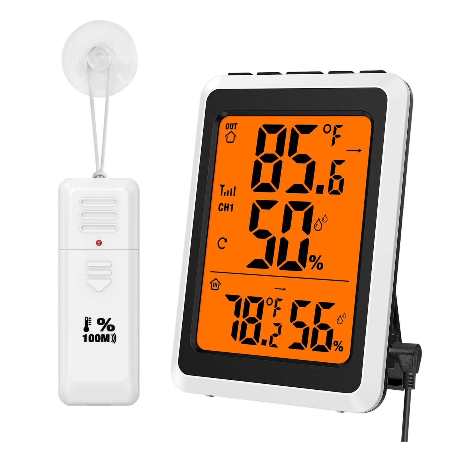 Termometry basenowe Halowy termometr zewnętrzny cyfrowy elektroniczny bezprzewodowy higrometr manom wilgotności Monitor temperatury z czujnikami do odkrytych i krytych basenów, spa, jacuzzi