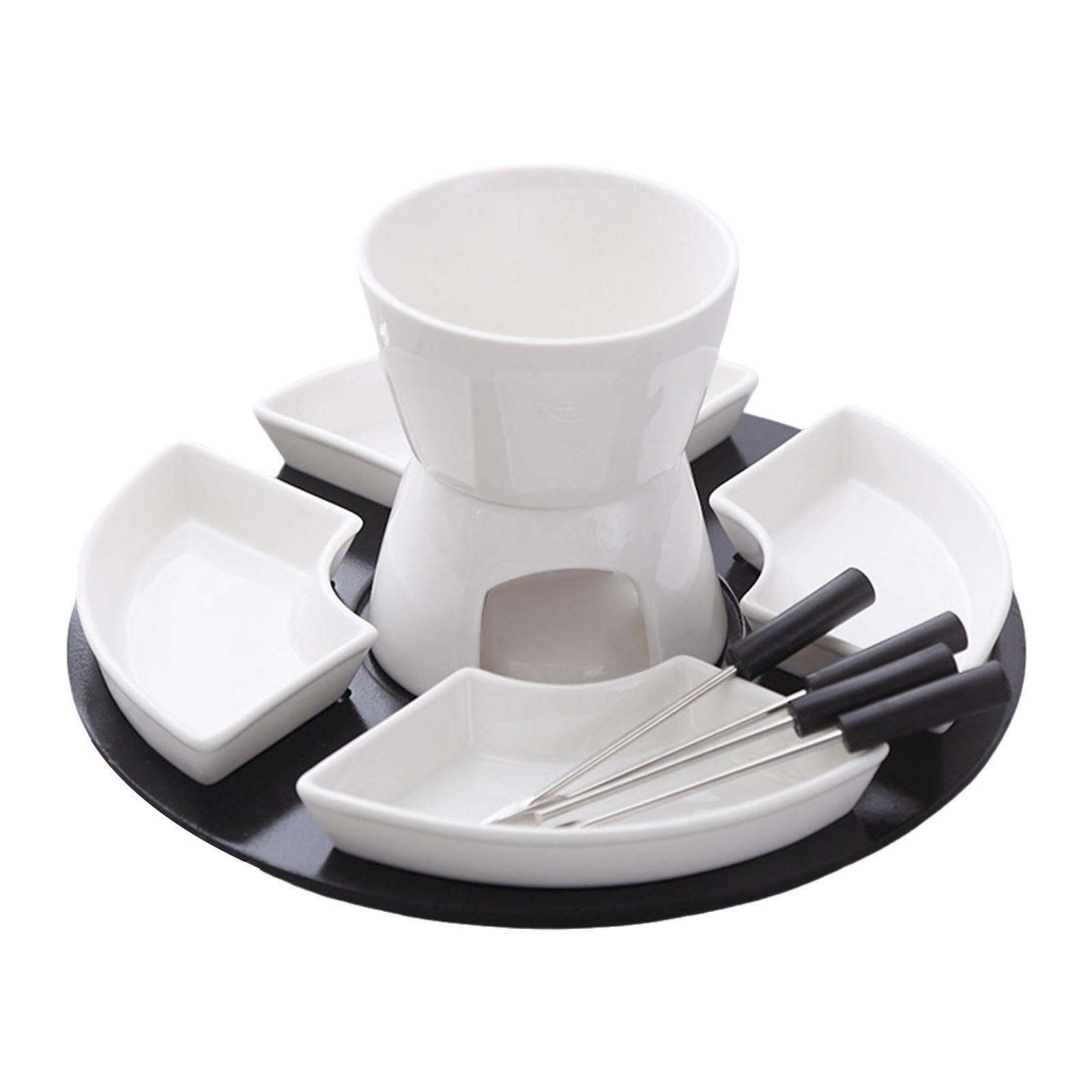 Calentador de mantequilla de cerámica confiable, olla para fondue chocolate, tazón para derretir, fácil limpiar, juego fondue chocolate cerámica para panaderías, juego velas