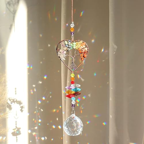 Miniatura 2 de Atrapasoles de cristal para ventanas de interior, árbol de la vida colgantes, atrapasoles con prismas, decoración de chakras para el hogar,